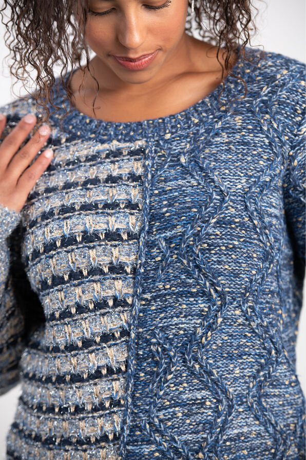Chunky Knit Sweater w/ Lurex, Indigo, original image number 2