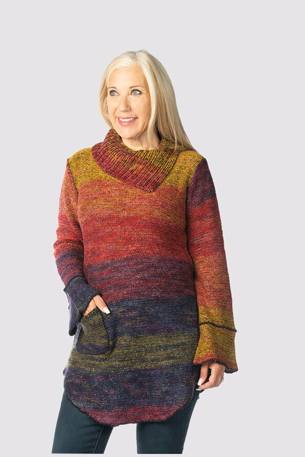 Space-Dye Groove Sweater, Multi, original image number 0