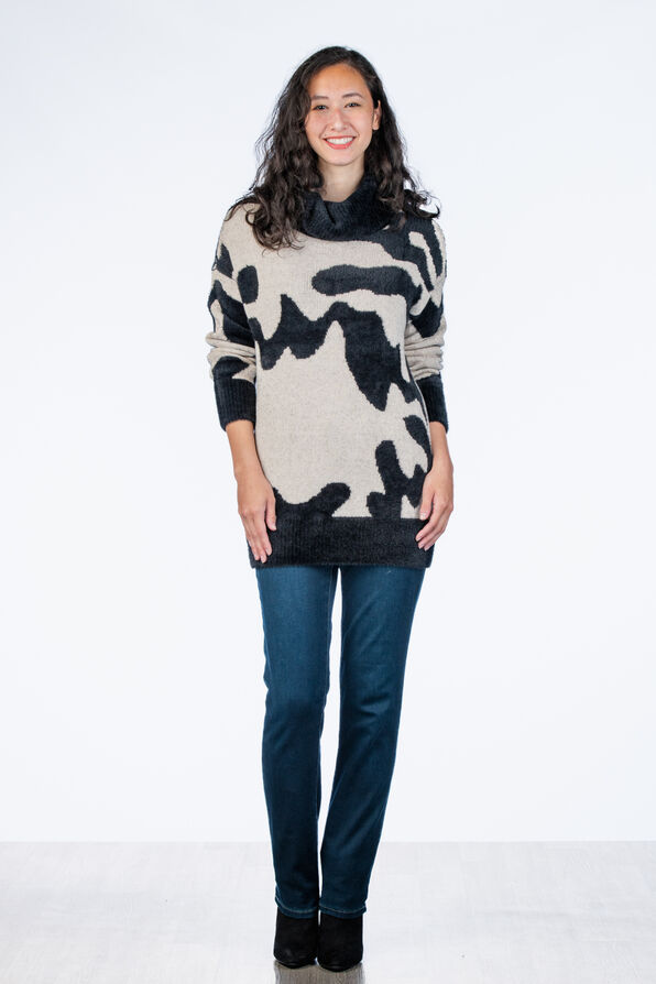 Animal Tunic Sweater, Black, original image number 2
