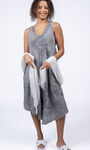 Sleeveless Embroidered Umbrella Dress, Grey, original image number 0