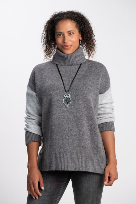 Cowl Neck Color Block Sweater , Charcoal, original