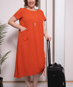 Short Sleeve Melrose Dress, Coral, original image number 1
