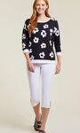 100% Cotton Reversible Daisy Sweater, Black, original image number 0