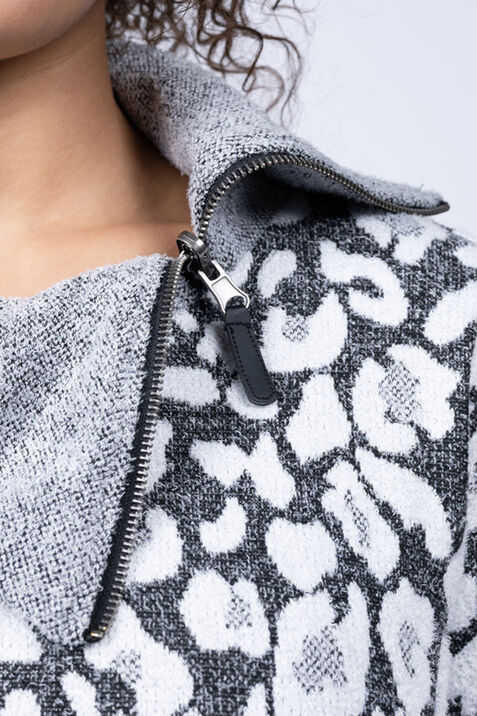 Cowl Neck Zip Collar Sweater , White, original