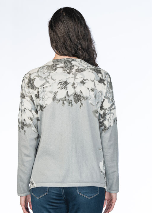 Floral Hotfix Sweater, Grey, original