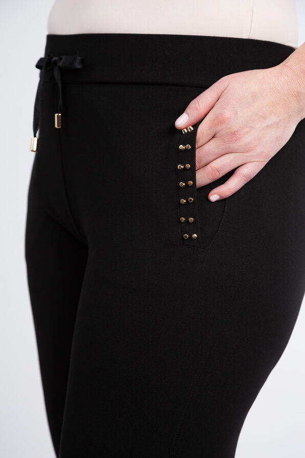 Studded Pull-On Trousers, Black, original image number 1
