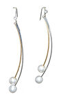Pearl Finish Dangle Earrings, Silver, original image number 0