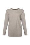 Ribbed Sweater with Side Slits, Taupe, original image number 0