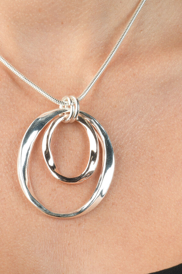 Doublé Multi Silver-Gold Circle Necklace , Multi, original image number 0