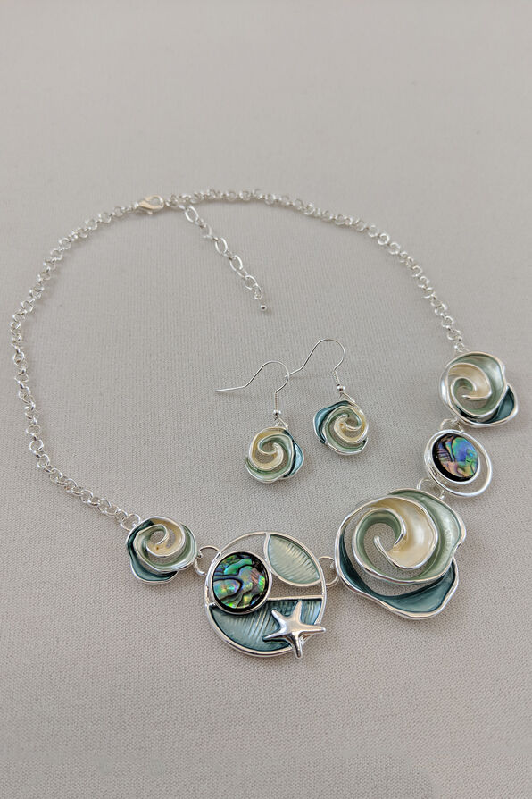 Ocean View Necklace and Earrings Set, Aqua, original image number 0