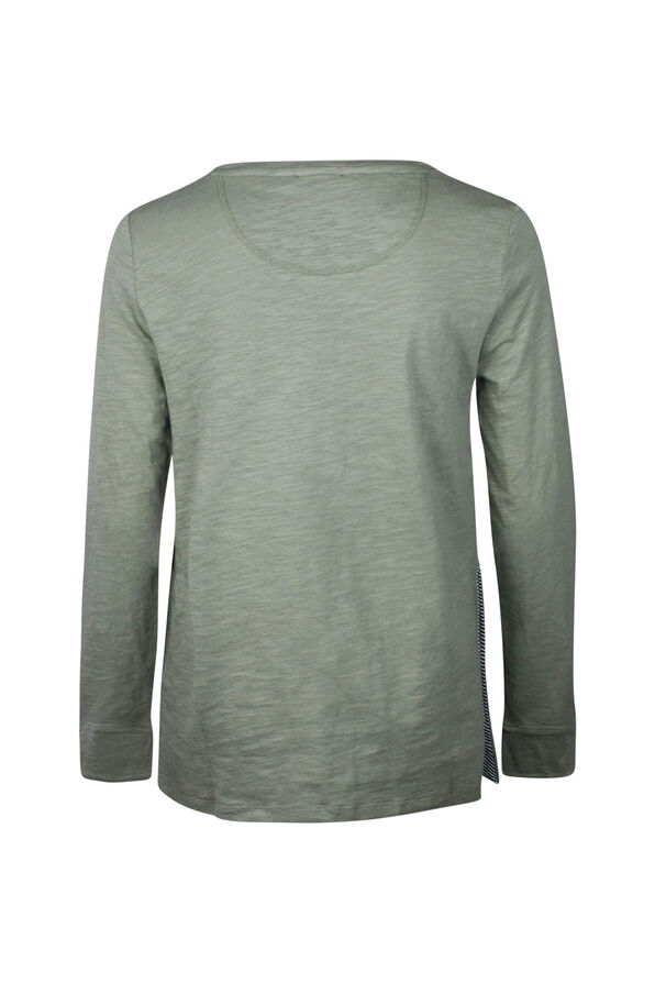 Cotton Crew Neck with Side Snaps, Green, original image number 1
