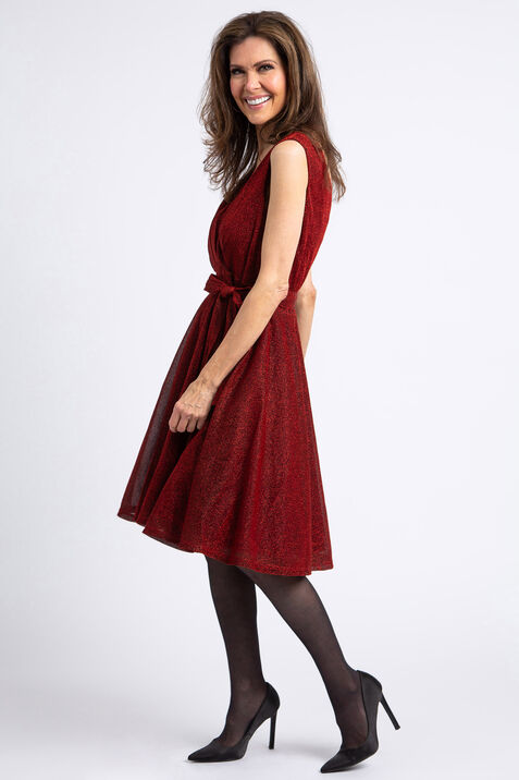 Knee Length Metallic Dress, Red, original