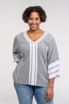 V-Neck Sweater with 3/4 Sleeves, Green, original image number 0