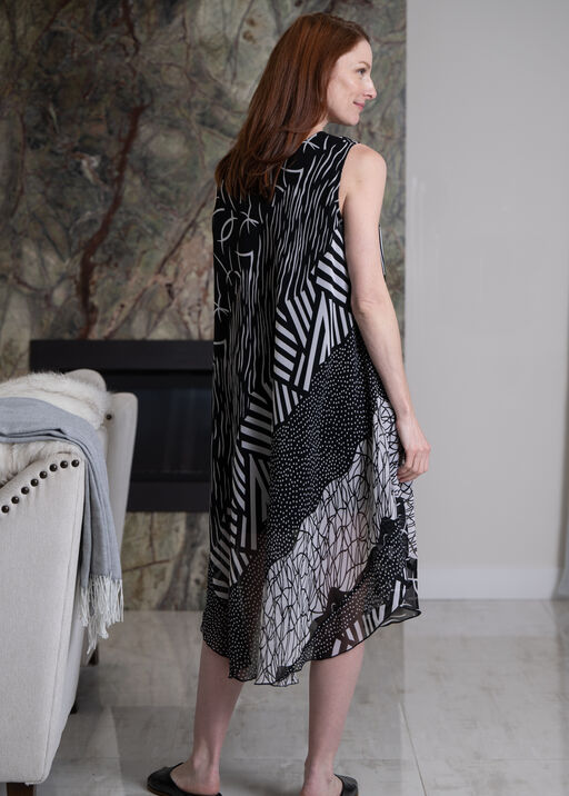 Sleeveless Print Midi Dress, Black, original