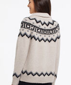 Zigzag Taupe Zipper Sweater , Oatmeal, original image number 2