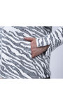 Half-Zip Mock Neck Zebra Pullover , Charcoal, original image number 2