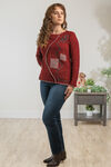 Boucle Flower Patches Sweater, Red, original image number 0