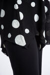 Long Sleeve Tiered Polka Dot Top, Black, original image number 4