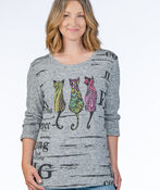 Colorful Cats Graphic Shirt, Grey, original image number 0