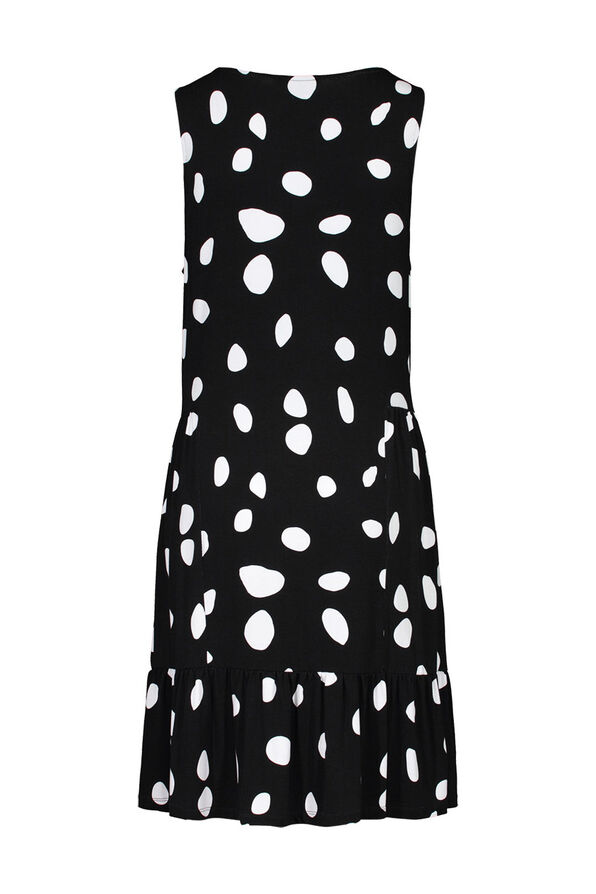 Polka Dot Sleeveless Dress, Black, original image number 2