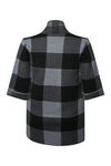 Plaid Cardigan with Attached Scarf, Grey, original image number 1