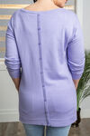 ¾ Sleeve Button Back Sweater, Lavender, original image number 1