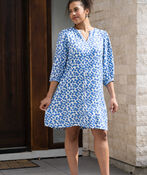 Elbow Sleeve Polka-Dot Midi Dress, Blue, original image number 3
