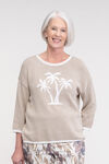 Palm Tree Knit Sweater with Roll Neck, Taupe, original image number 0