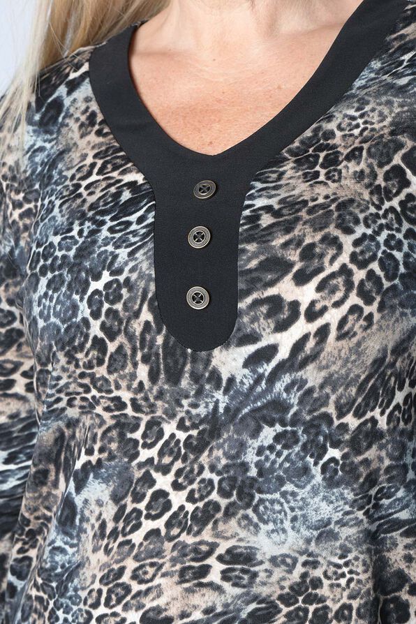 Luxe Cheetah Henley, Brown, original image number 1