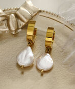 GAIA Baroque Freshwater Pearls on Mini Hoops, Gold, original image number 0