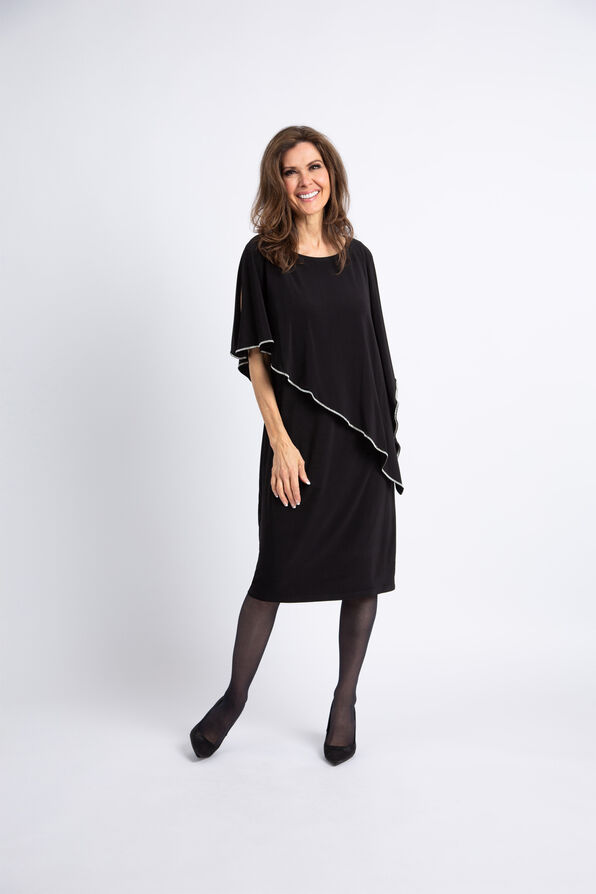 Sleeveless Midi Dress w/ Jeweled Overlay , Black, original image number 0
