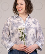 Button-Up Floral Tunic, Navy, original image number 2