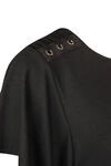 Flutter Sleeve Laced Shoulder Detail T-Shirt, Black, original image number 2