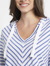 Stripe Hoodie Cotton Sweater, Blue, original image number 2