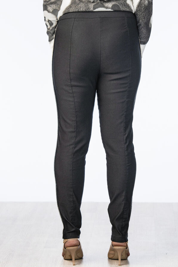 Front-Slit Front-Lined Pants, Black, original image number 4
