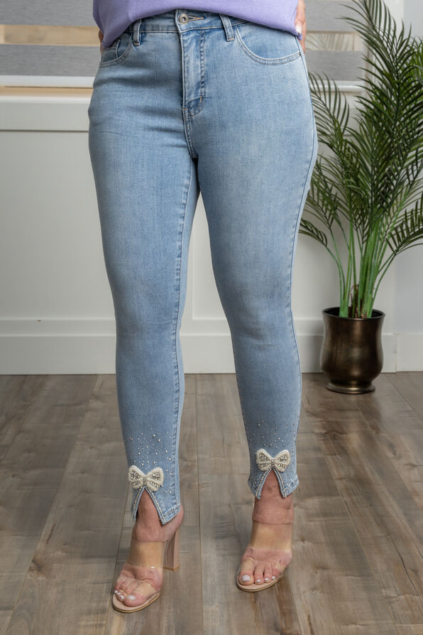 Mid-Rise Bow Detail Jeans, Denim, original image number 0