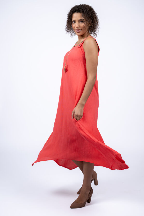 Sleeveless Midi Dress  , Coral, original image number 1
