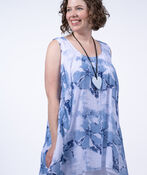 Sleeveless Linen Blend Layered Top, Blue, original image number 0