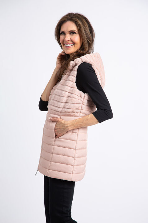 Faux Fur Hooded Vest , Pink, original