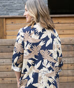 Leafy Branchy Button Longsleeve Top , Navy, original image number 1