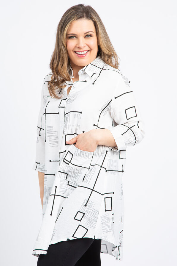 ¾ Button-Up Tunic, White, original image number 2