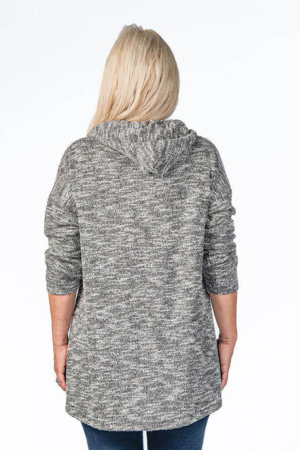 Heathered Hoodie Sweater, Charcoal, original image number 2