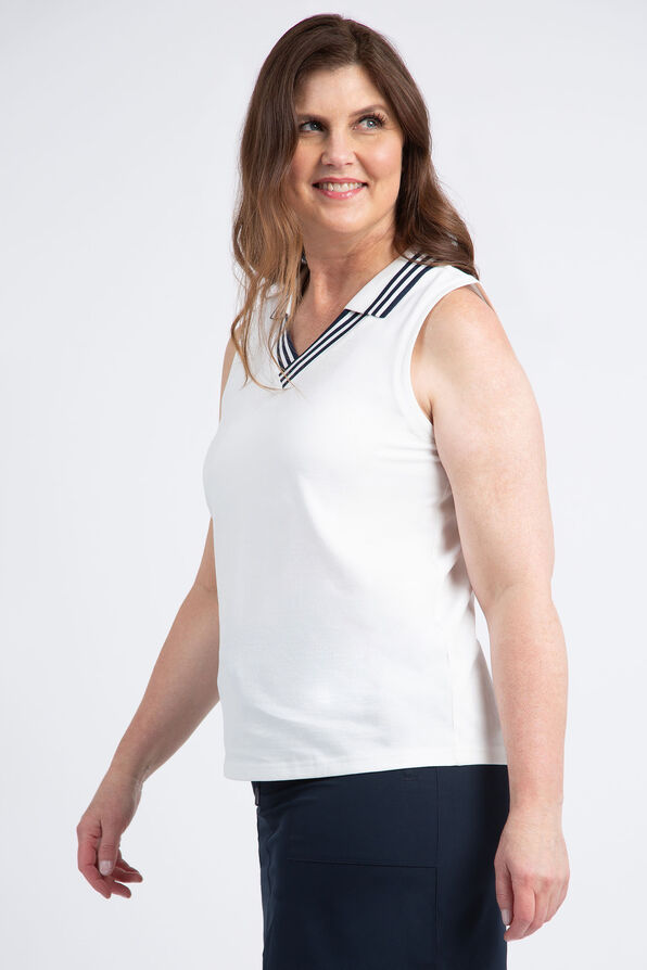 Sleeveless Polo Shirt, White, original image number 1