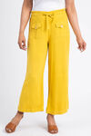 Linen-Blend Paper Bag Pant, Yellow, original image number 0