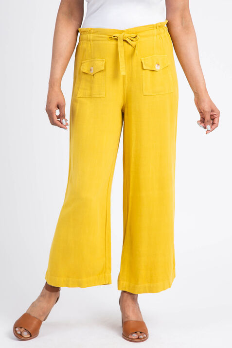 Linen-Blend Paper Bag Pant, Yellow, original