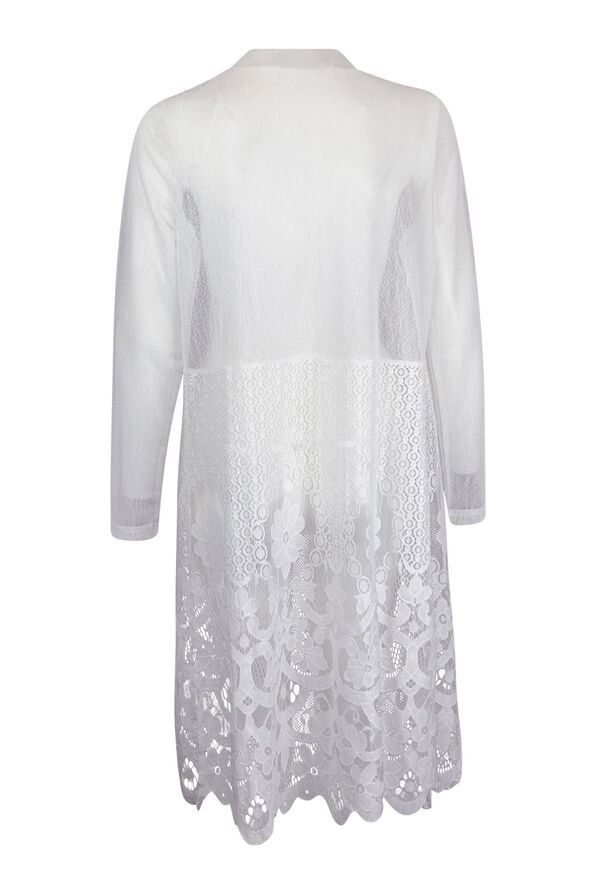 Long Sheer and Lace Cardigan, White, original image number 2