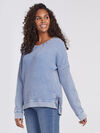 Wilhelmina Side-Lace Waffle Sweater, Blue, original image number 2