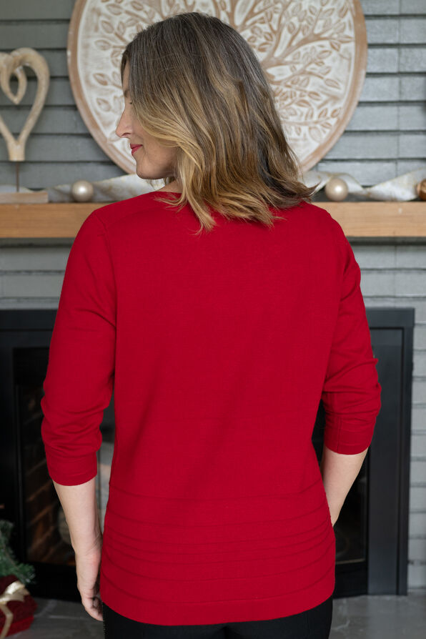 Sparkly Red Rhinestones Sweater, Red, original image number 1