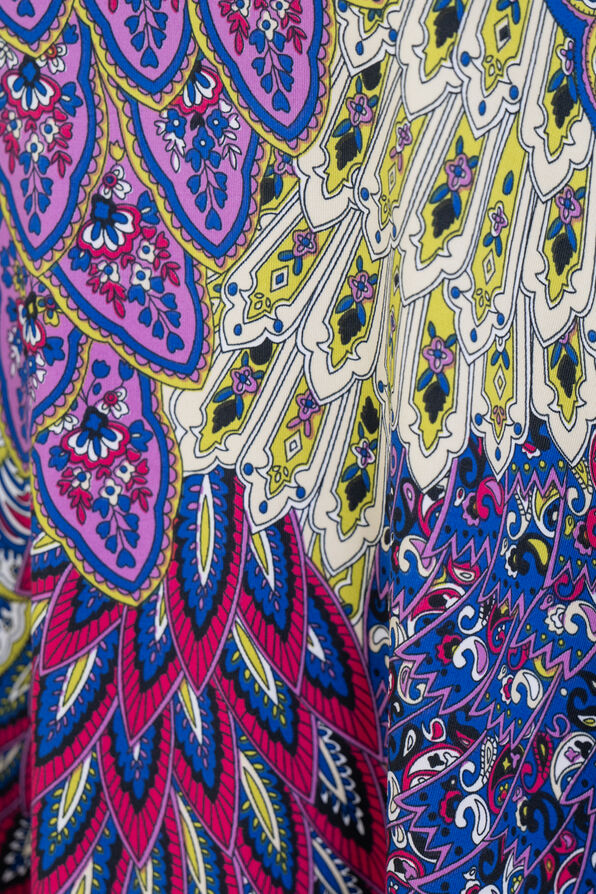 Peacock Print Sleeveless Midi Dress, Purple, original image number 2