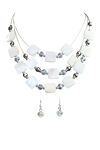 Square Shell Multi-Strand Necklace Earring Set, White, original image number 0